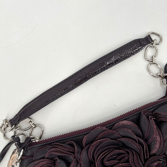 Brighton Burgundy Wine Velvet Rose Sculptural Leather Bag Masterpiece Collection - Picture 5 of 11